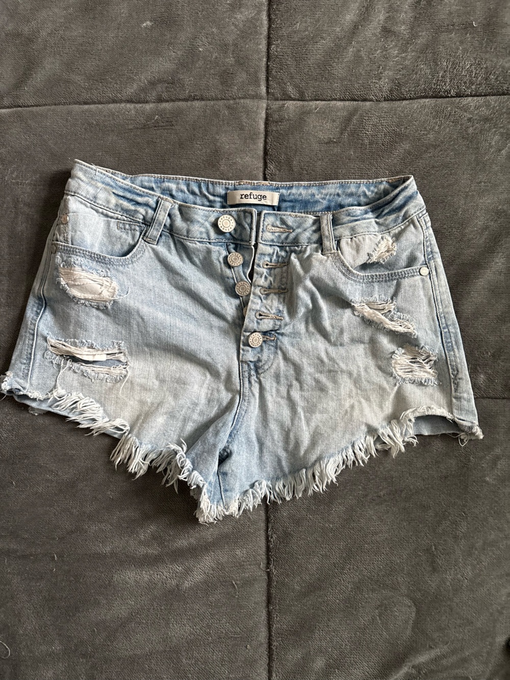 refuge Light Wash Distressed Denim Cutoff Shorts